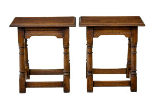 Pair of English Made Solid Oak Stools — thumbnail 1
