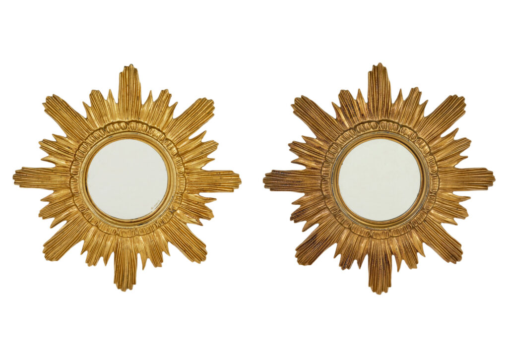 Small Pair of 20th Century Italian Sunburst Mirrors
