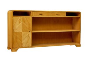 Mid Century Scandinavian Low Open Bookcase in Elm — thumbnail 1