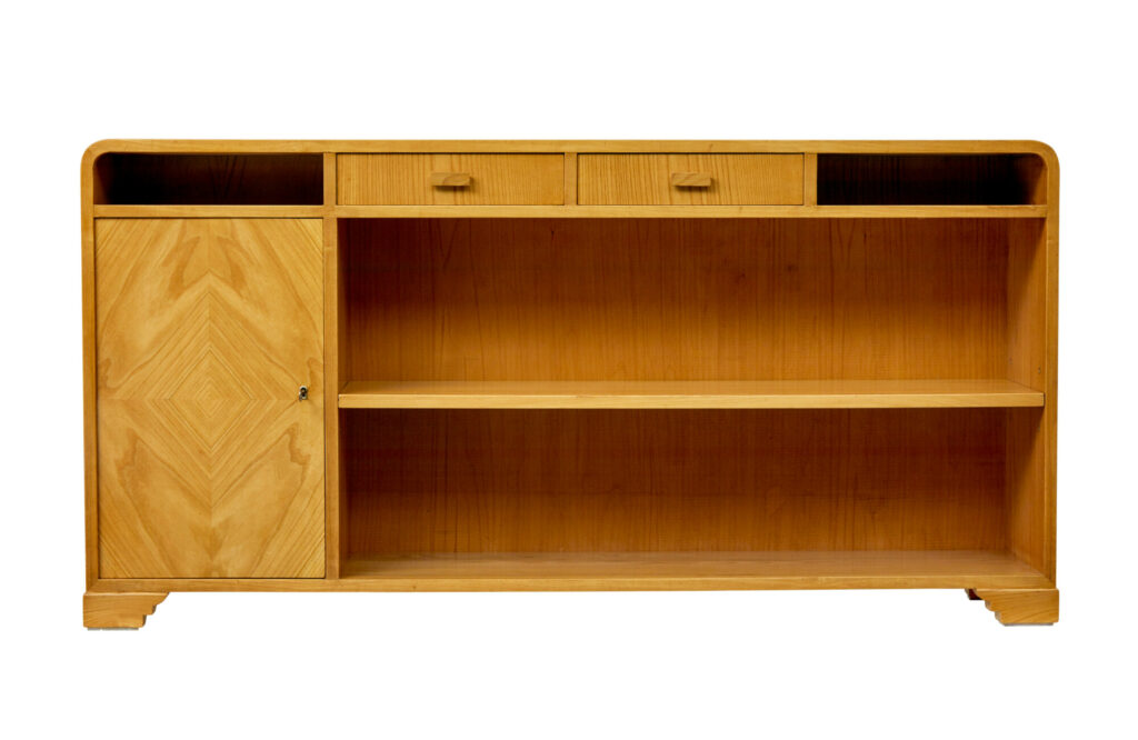 Mid Century Scandinavian Low Open Bookcase in Elm — image 9