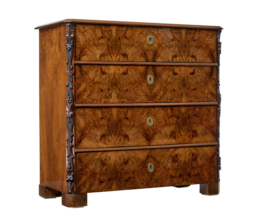 19th Century Swedish Burr Walnut Chest of Drawers