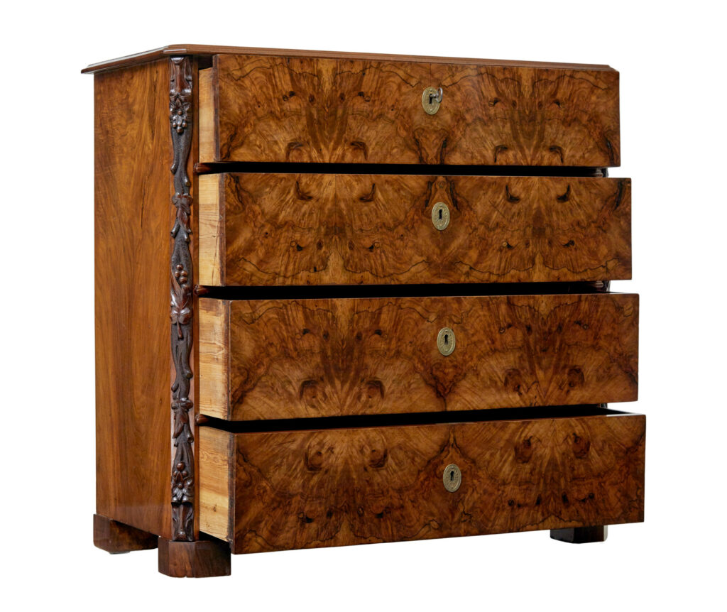 19th Century Swedish Burr Walnut Chest of Drawers — image 10
