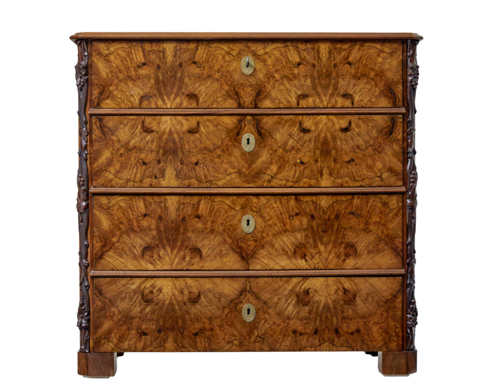 19th Century Swedish Burr Walnut Chest of Drawers — image 9