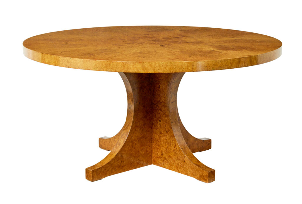 SCANDINAVIAN BURR BIRCH ART DECO CIRCULAR COFFEE TABLE