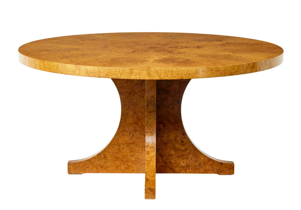 Scandinavian Burr Birch Art Deco Circular Coffee Table — image 2