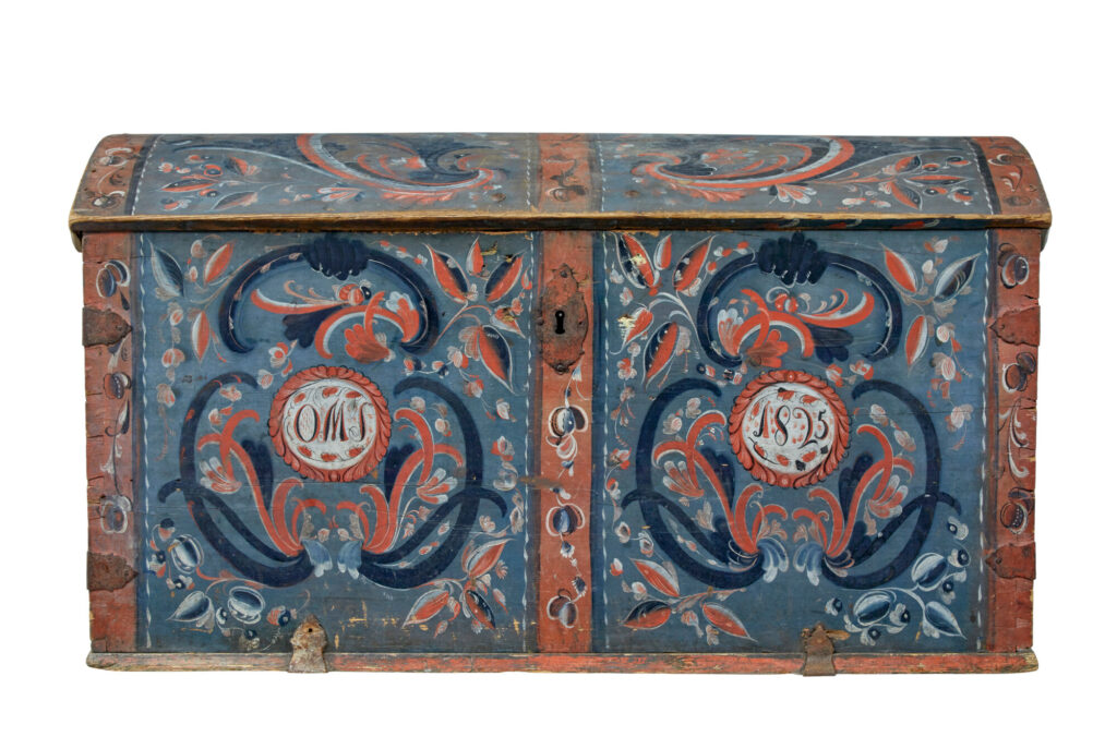 19th Century Traditional Hand Painted Dome Top Coffer — image 6