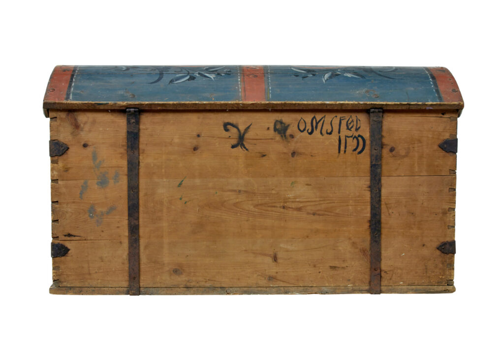 19th Century Traditional Hand Painted Dome Top Coffer — image 3