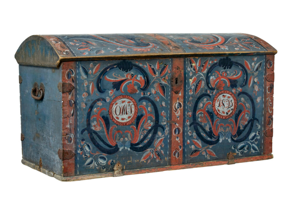 19th Century Traditional Hand Painted Dome Top Coffer