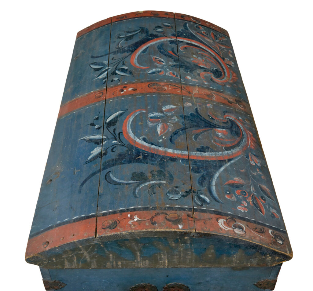 19th Century Traditional Hand Painted Dome Top Coffer — image 10