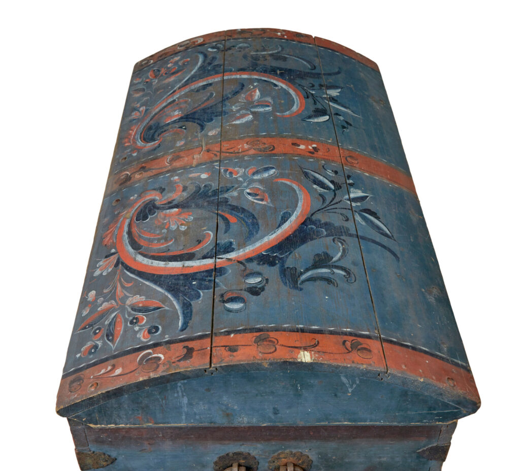 19th Century Traditional Hand Painted Dome Top Coffer — image 8