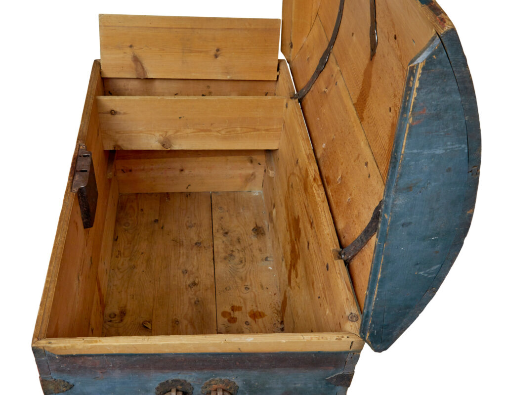 19th Century Traditional Hand Painted Dome Top Coffer — image 7