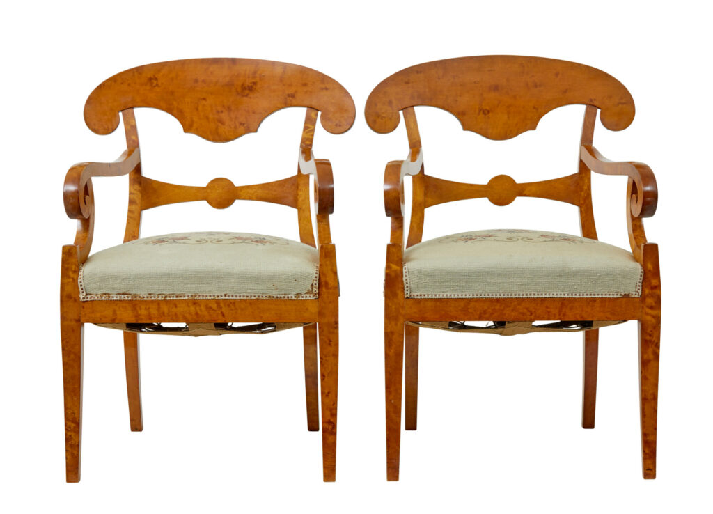 Pair of Early 20th Swedish Birch Armchairs