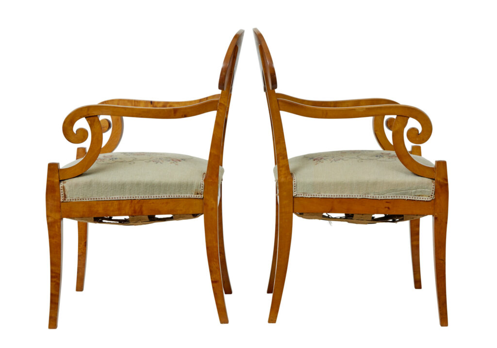 Pair of Early 20th Swedish Birch Armchairs — image 6