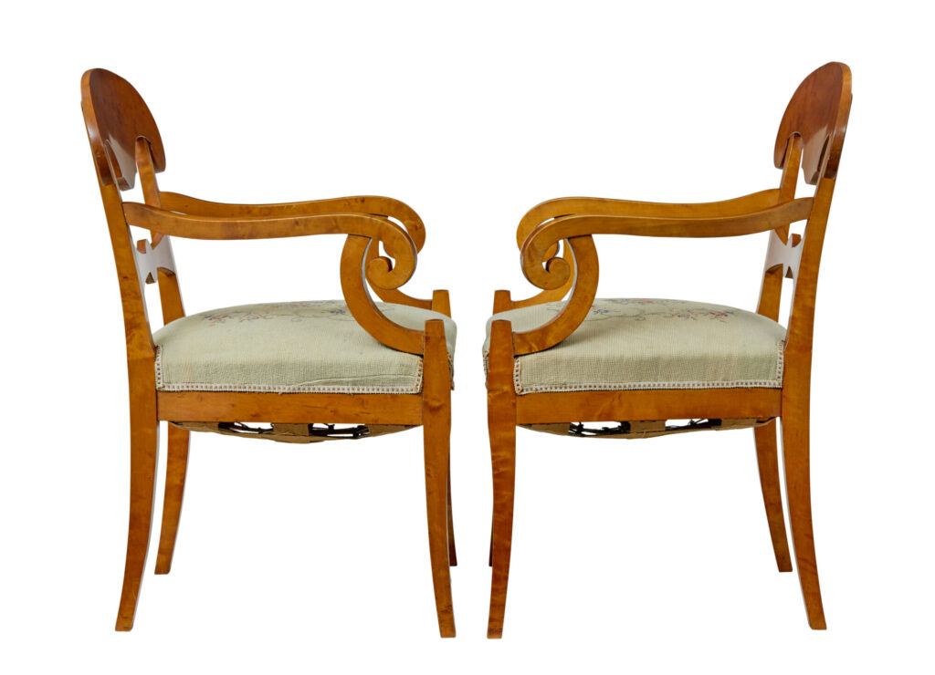 Pair of Early 20th Swedish Birch Armchairs — image 5