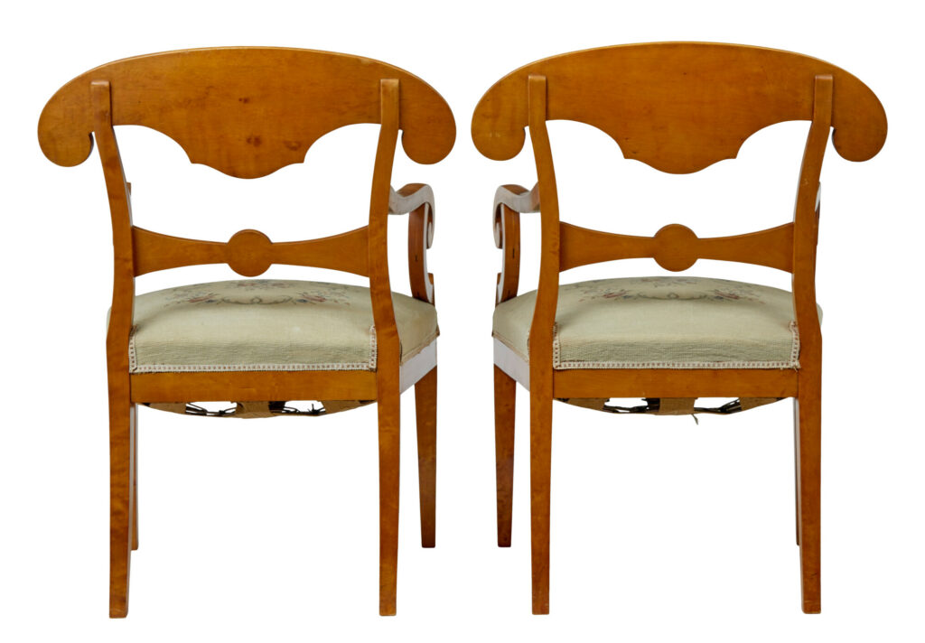 Pair of Early 20th Swedish Birch Armchairs — image 4
