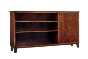 Mid Century Scandinavian Dark Birch Low Open Bookcase — thumbnail 1