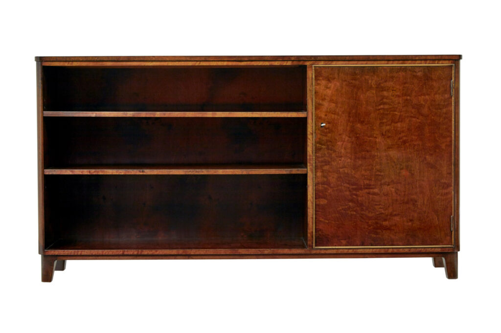 Mid Century Scandinavian Dark Birch Low Open Bookcase — image 9