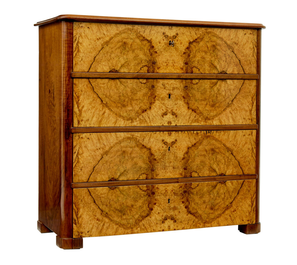 19th Century Scandinavian Burr Walnut Chest of Drawers