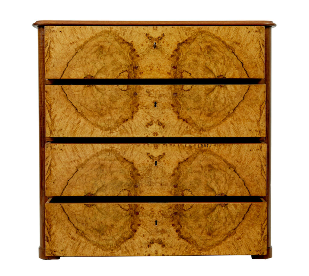 19th Century Scandinavian Burr Walnut Chest of Drawers — image 8