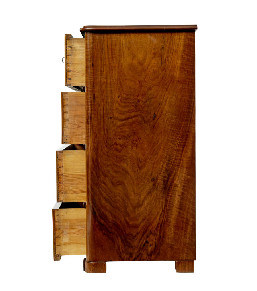 19th Century Scandinavian Burr Walnut Chest of Drawers — image 7