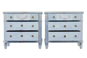 Pair of 19th Century Carved Swedish Painted Chest of Drawers — thumbnail 9