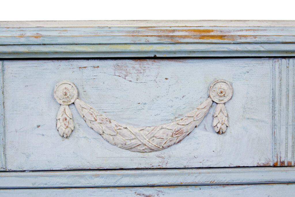 Pair of 19th Century Carved Swedish Painted Chest of Drawers — image 5