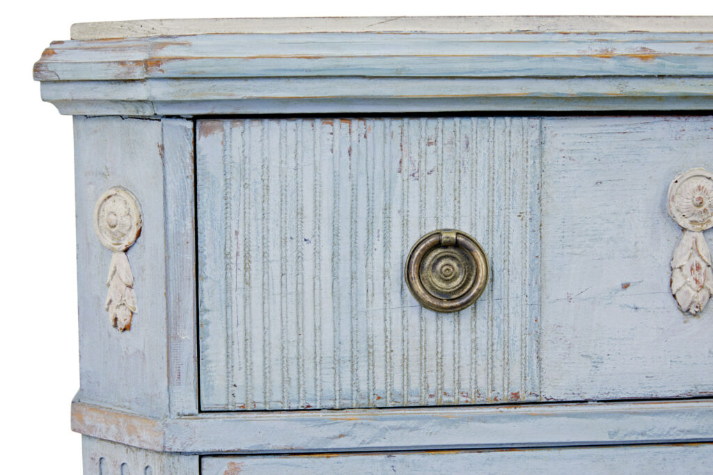 Pair of 19th Century Carved Swedish Painted Chest of Drawers — image 4