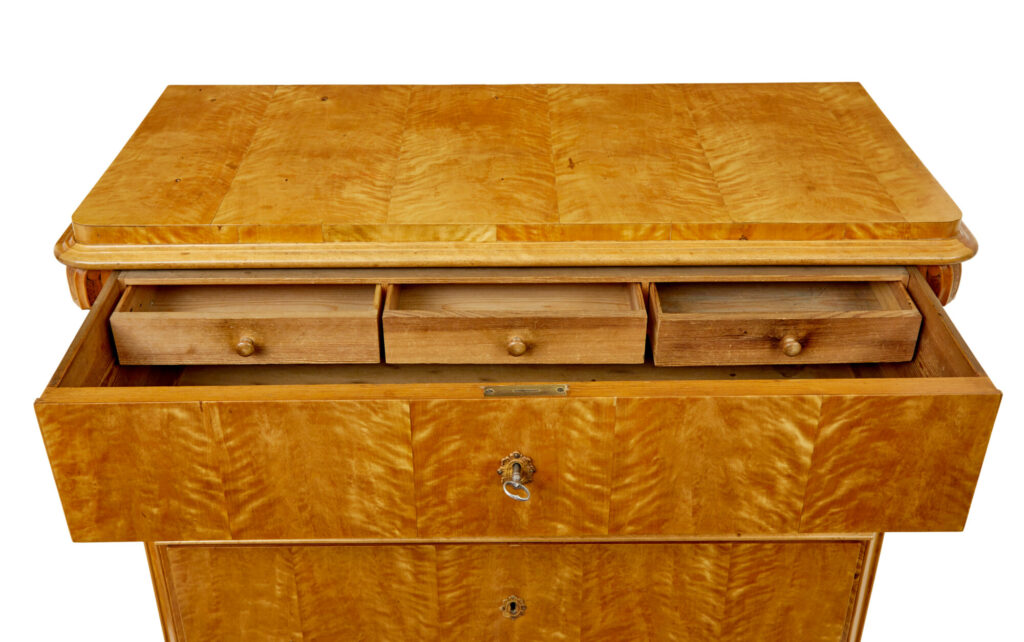 Swedish 19th Century Carved Birch Chest of Drawers — image 8