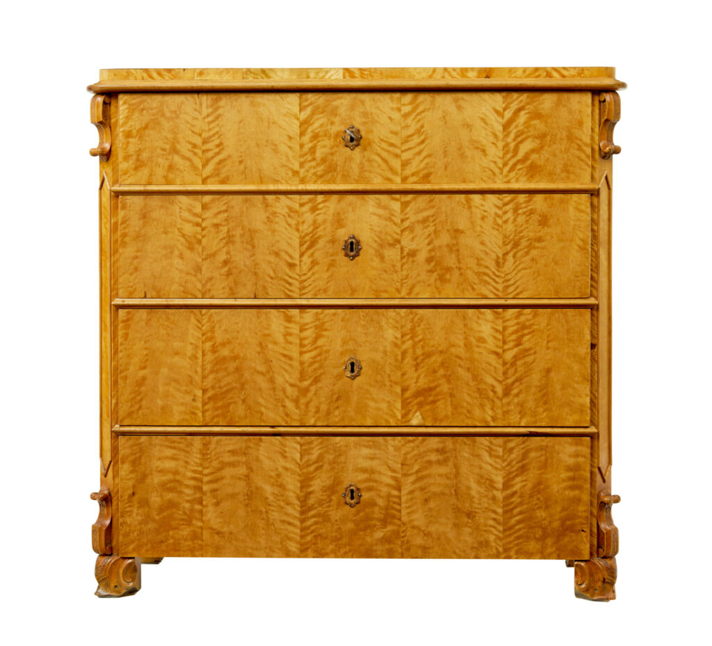 Swedish 19th Century Carved Birch Chest of Drawers — image 6