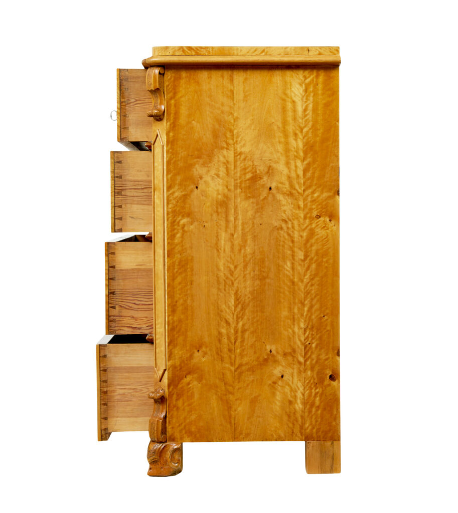 Swedish 19th Century Carved Birch Chest of Drawers — image 5