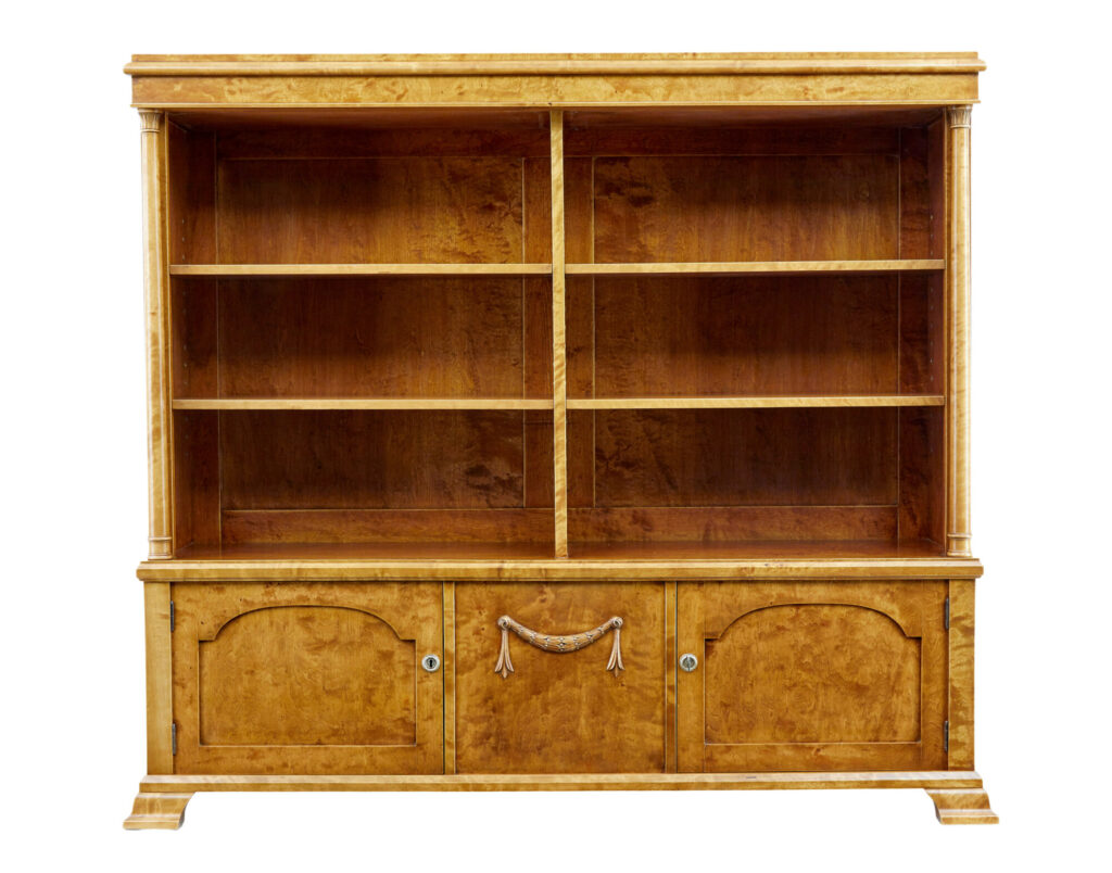 Early 20th Century Empire Revival Birch Bookcase Cabinet — image 6
