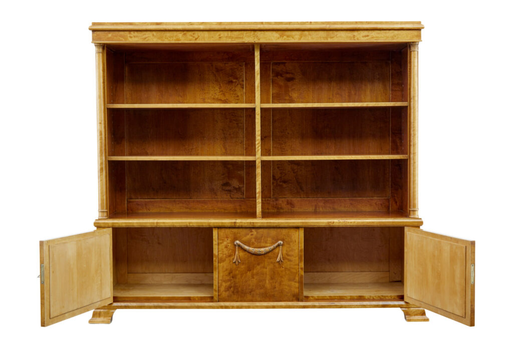 Early 20th Century Empire Revival Birch Bookcase Cabinet — image 10