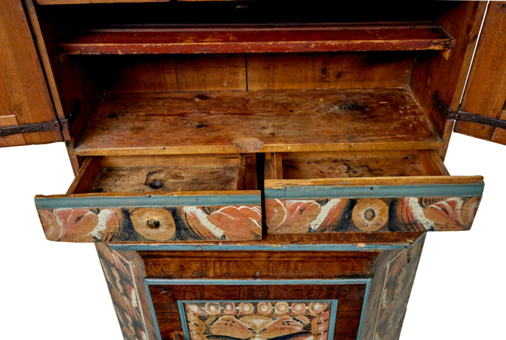 18th Century Hand Painted Rustic Swedish Cupboard — image 4