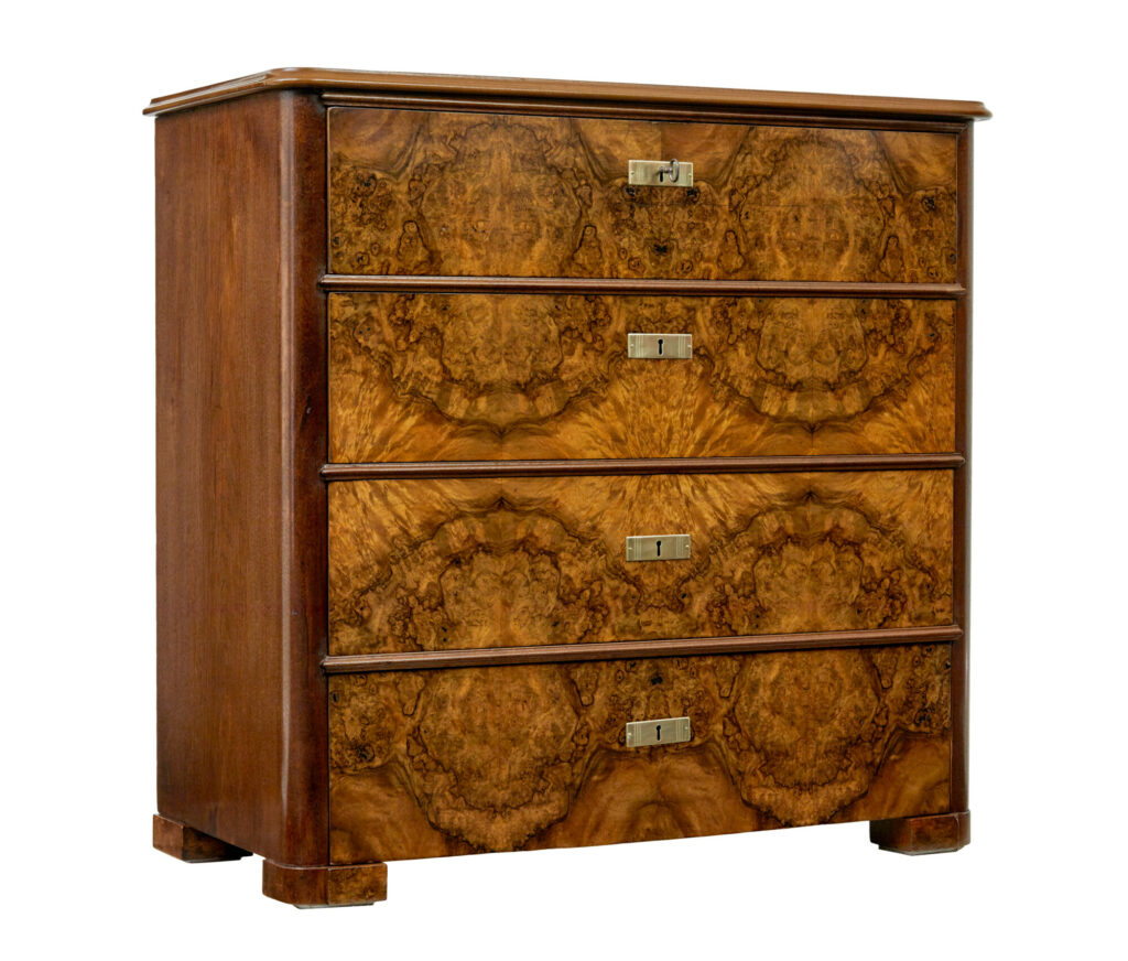 19th Century Burr Walnut Swedish Chest of Drawers