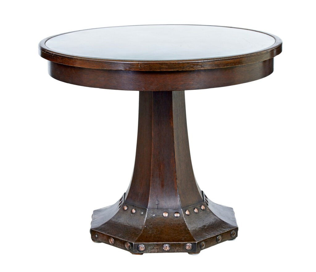 19th Century Oak and Copper Aesthetic Movement Center Table — image 4