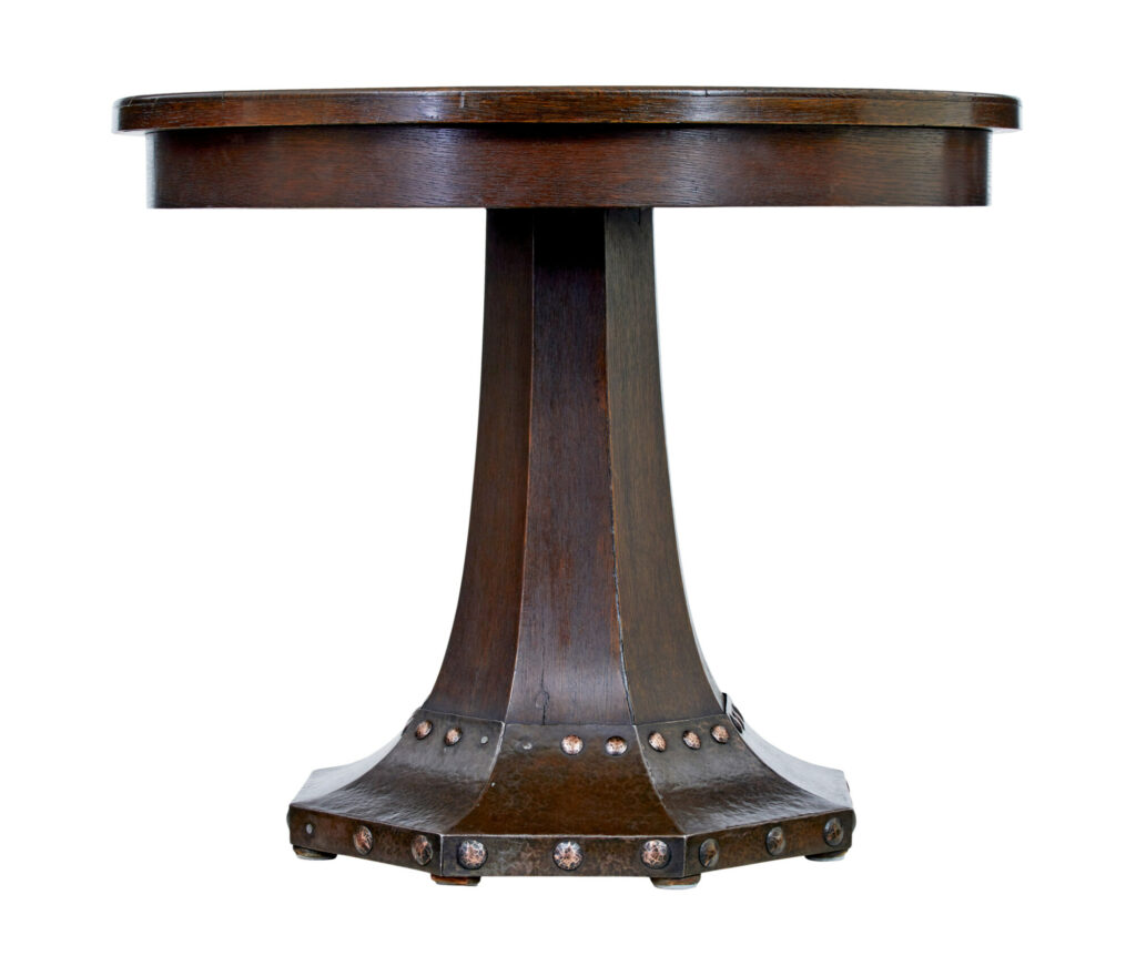 19th Century Oak and Copper Aesthetic Movement Center Table — image 3