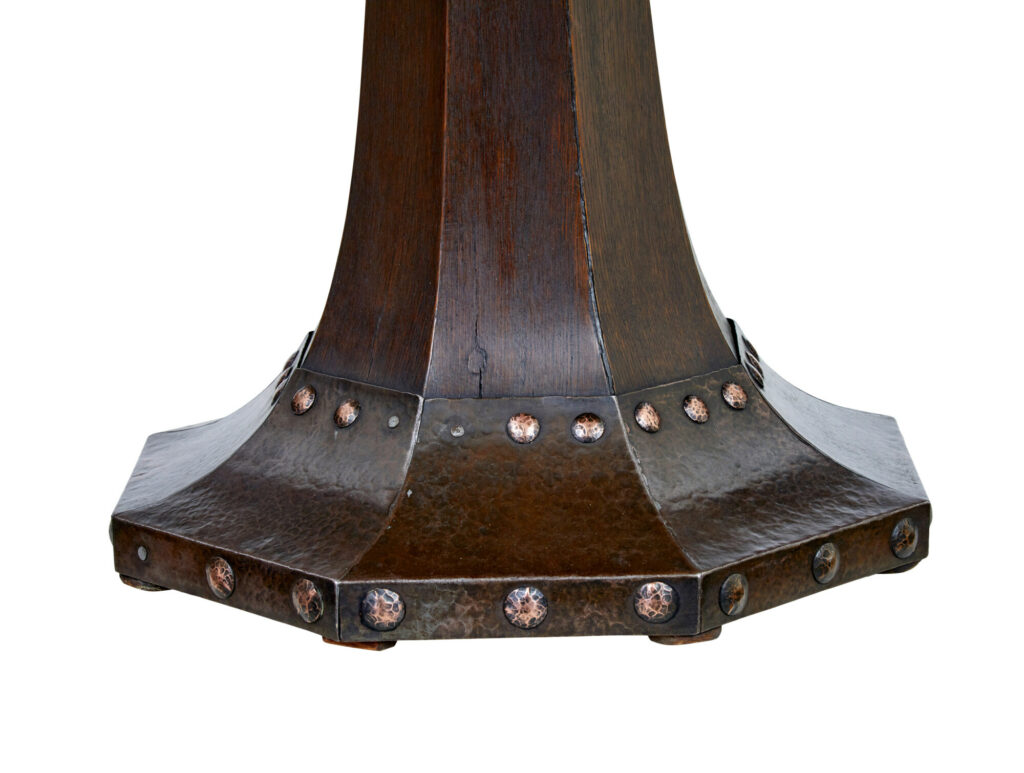 19th Century Oak and Copper Aesthetic Movement Center Table — image 2