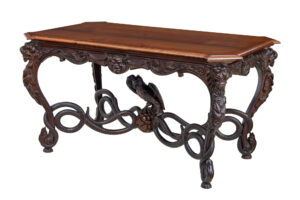 Rare 19th Century Continental Carved Mahogany Center Table — thumbnail 1