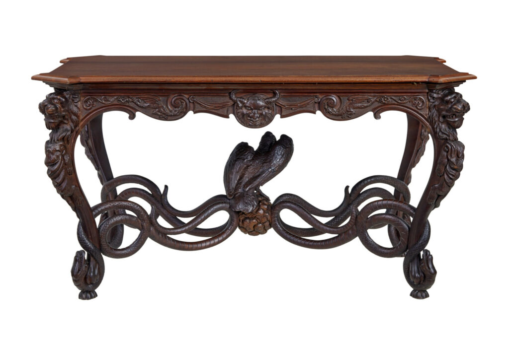 Rare 19th Century Continental Carved Mahogany Center Table — image 10