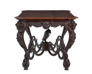Rare 19th Century Continental Carved Mahogany Center Table — thumbnail 9