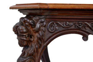Rare 19th Century Continental Carved Mahogany Center Table — thumbnail 5