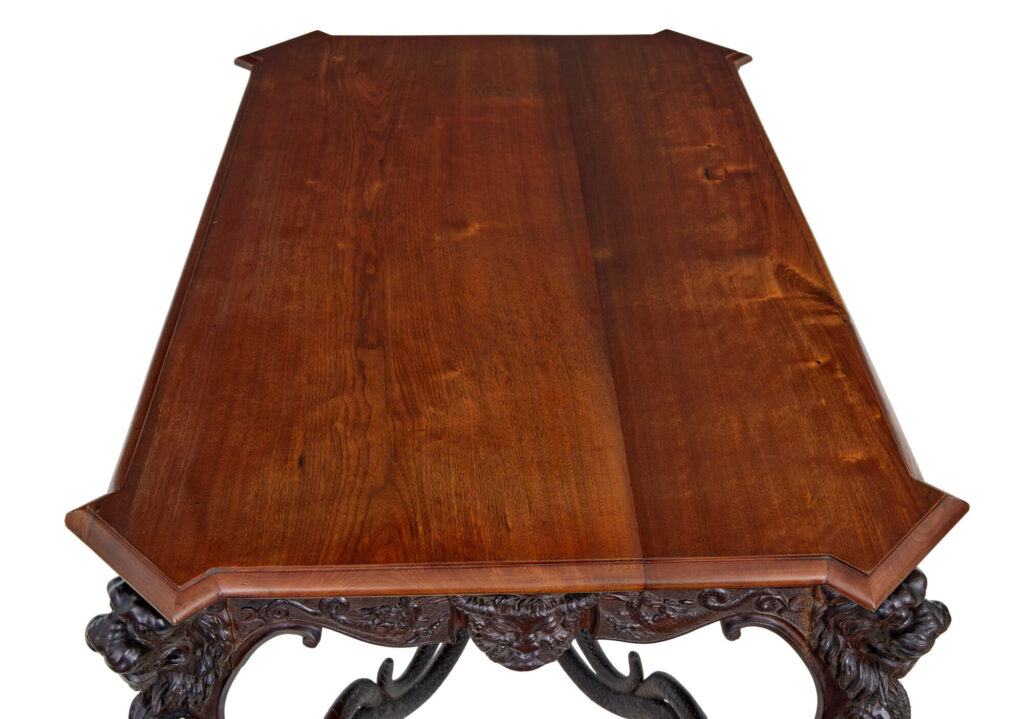 Rare 19th Century Continental Carved Mahogany Center Table — image 3