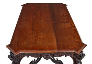 Rare 19th Century Continental Carved Mahogany Center Table — thumbnail 3