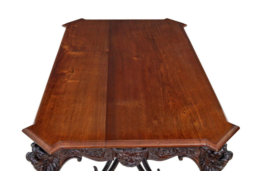 Rare 19th Century Continental Carved Mahogany Center Table — image 2