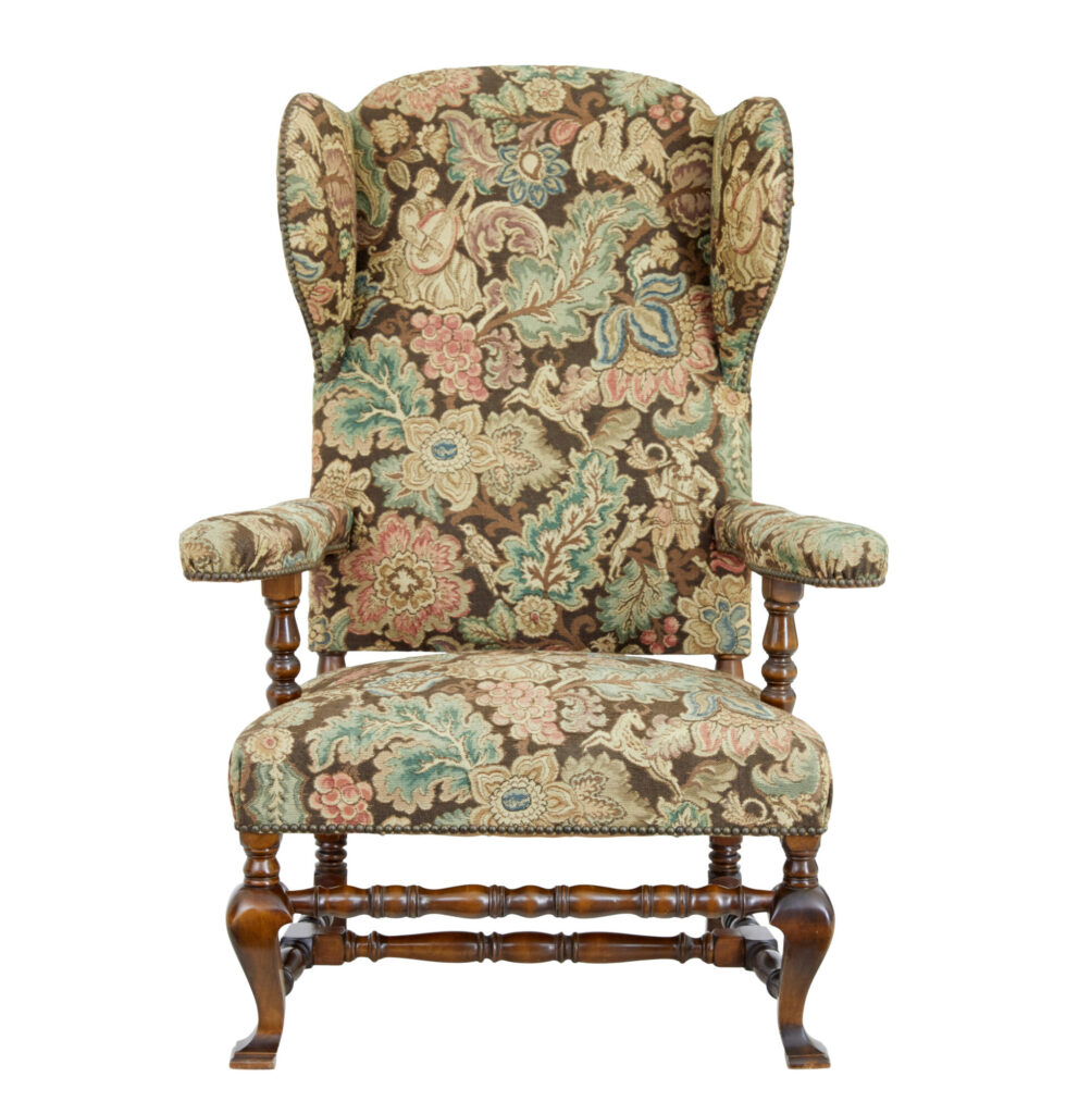 20th Century Tapestry Wingback Armchair — image 5