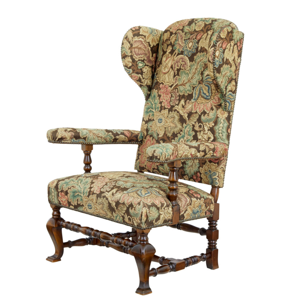 20th Century Tapestry Wingback Armchair
