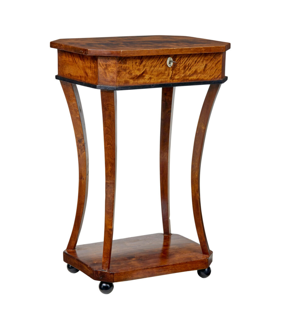 19th Century Empire Revival Birch Sewing Table