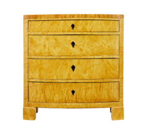19th Century Simulated Birch Bowfront Chest of Drawers — thumbnail 1