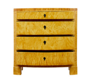 19th Century Simulated Birch Bowfront Chest of Drawers — thumbnail 9