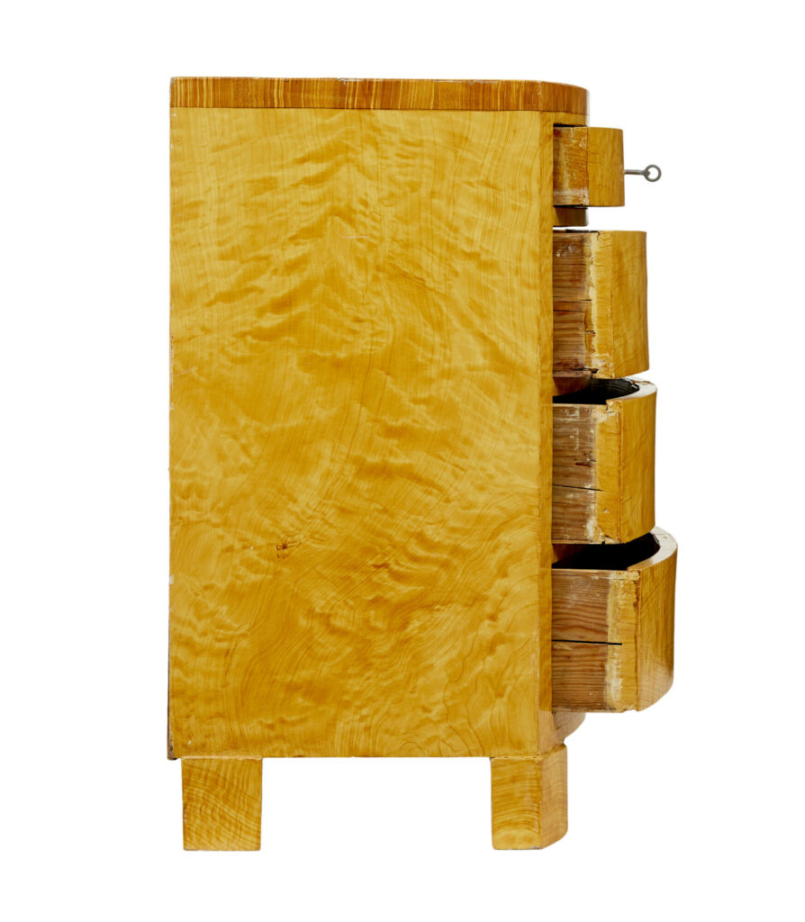 19th Century Simulated Birch Bowfront Chest of Drawers — image 8